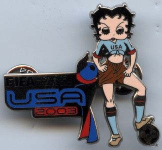 USA WOMENS WORLD CUP SOCCER PIN BETTY BOOP  