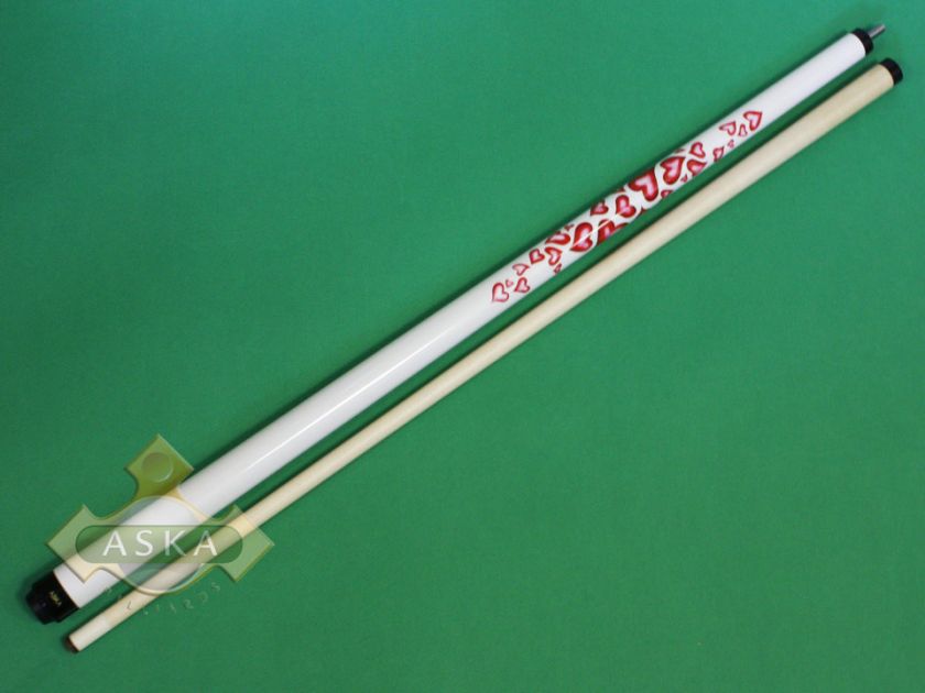 Billiard Pool Cue Stick Aska Heart White No Wrap FREE Extras Set 