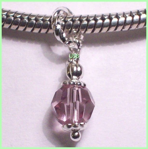 JUN) Lt. AMETHYST SS BIRTHSTONE CHARM,PENDANT #665 6  