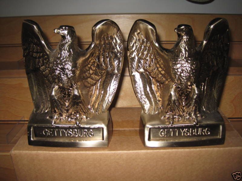 BRASS PLATED GETTYSBURG EAGLE BOOKENDS NEW IN BOX  