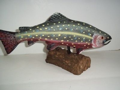 BROOK TROUT WOOD FISH STAND HOME OFFICE DEN DECORATIVE  