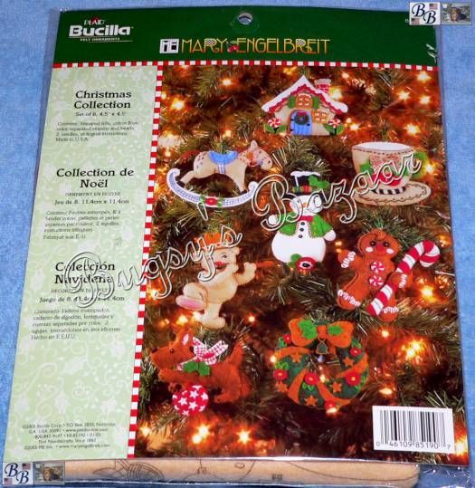   of 8 CHRISTMAS COLLECTION Felt Ornaments Kit   Mary Engelbreit  