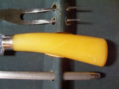 Antique Vintage 3 Pc. Carving Set Butterscotch Bakelite  