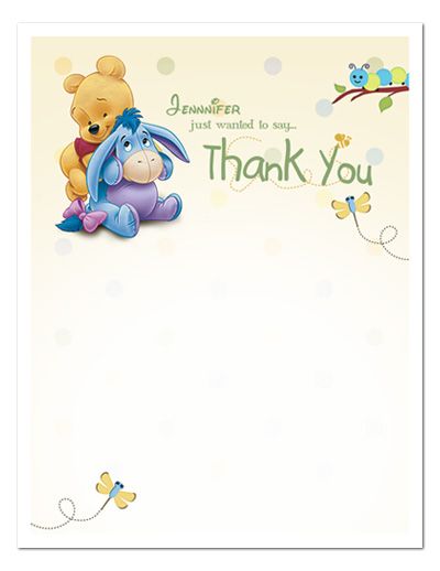 BABY SHOWER BABY POOH Personalized Party THANK YOU NOTES  