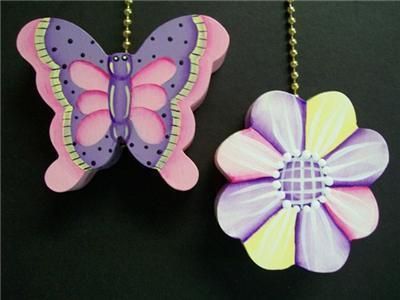 BUTTERFLY FLOWER GARDEN CEILING FAN PULL PULLS  