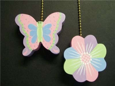 BUTTERFLY FLOWER GARDEN CEILING FAN PULL PULLS  