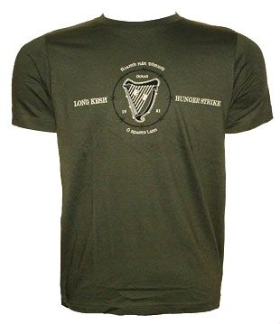 MENS IRISH CELTIC GAELIC T SHIRT HUNGER STRIKE IRA  