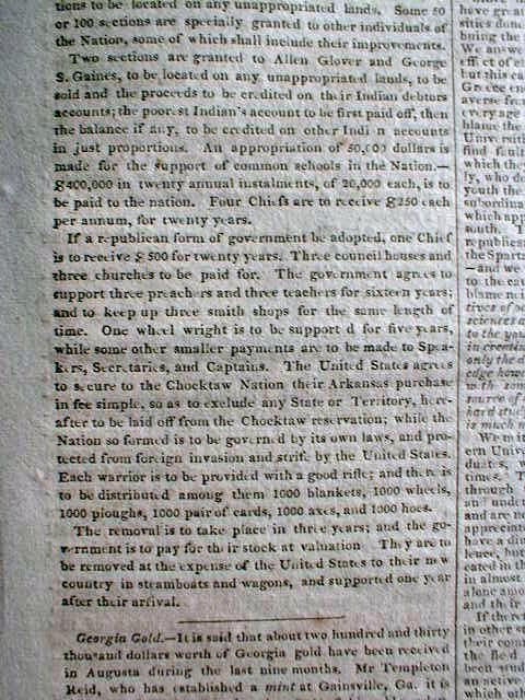   TUSCALOOSA Alabama newspaper CHEROKEE INDIAN REMOVAL Trail of Tears