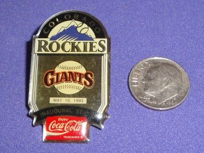 Colorado Rockies Inaugural Season Coke Giants Hat Pin  