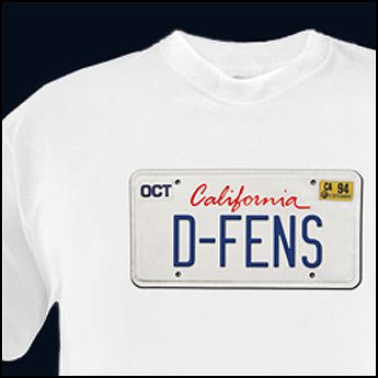 FENS defense Falling Down LICENSE PLATE pro American Cali TSHIRT 