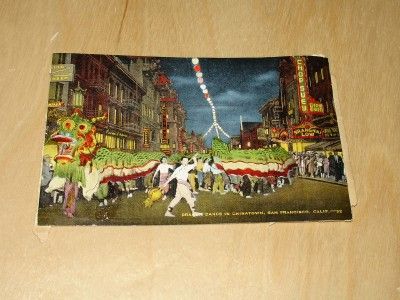 DRAGON DANCE CHINATOWN San Francisco Ca 1940s POSTCARD  