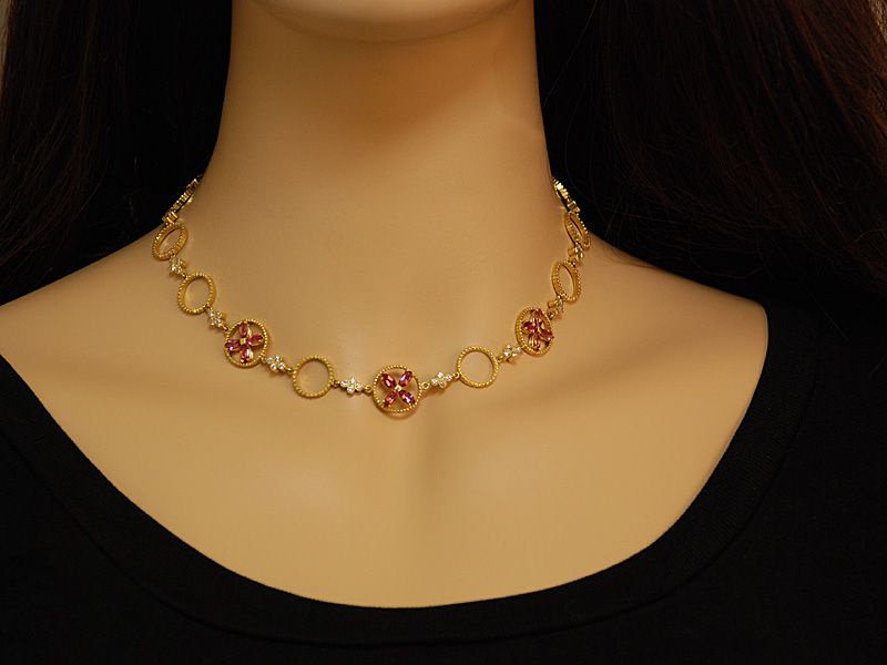 Lauren K 18K Yellow Gold Diamond Sapphire Necklace  