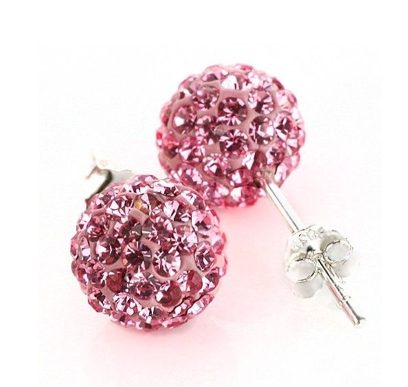   earrings 10mm Crystal Pave Disco Ball Shamballa beads CJE055  