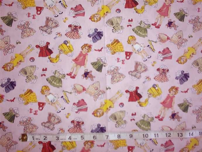   DOLLS on pink from Timeless Tresures discontinued line fabric  