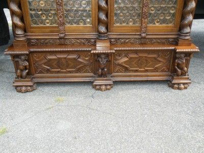 THE BEST CARVED FIGURAL GERMAN ANTIQUE EAGLE BOOKCASE  