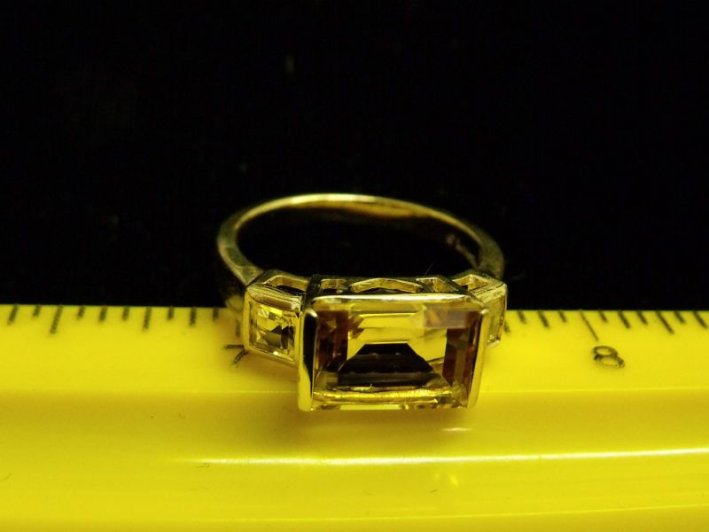 ESTATE VINTAGE 14K GOLD LADIES 3C GEMSTONE GENUINE RING GOLDEN TOPAZ 