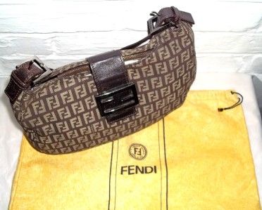 AUTHENTIC *FENDI* ZUCCHINO MONOGRAM JACQUARD HOBO SHOULDER BAG PURSE W 