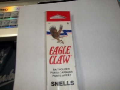 EAGLE CLAW SIZE 6 BAITHOLDER SNELLED HOOKS 6 PACK  