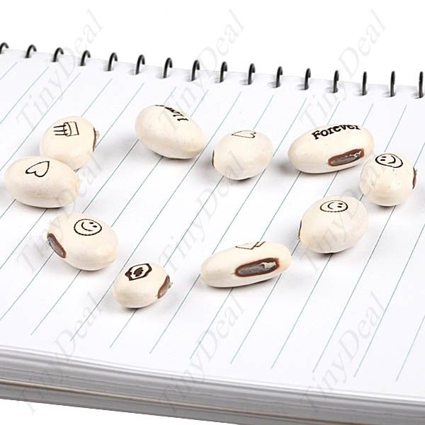 10 White Magic Bean Seeds with Message Words FOTHMB01  