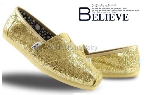 TOMS Glitters Womens Gold Sequins Canvas  