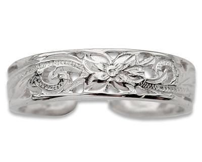 3mm Hawaiian 14k White Gold Heritage Scroll Toe Ring  