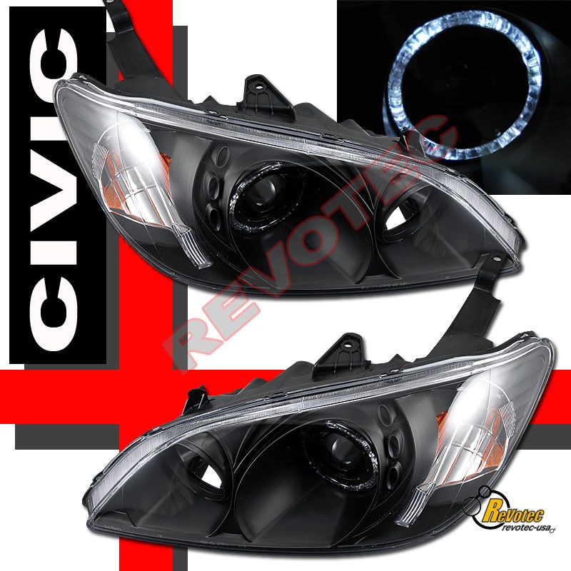 04 05 HONDA CIVIC 2DR 4DR HALO PROJECTOR HEADLIGHTS EX  