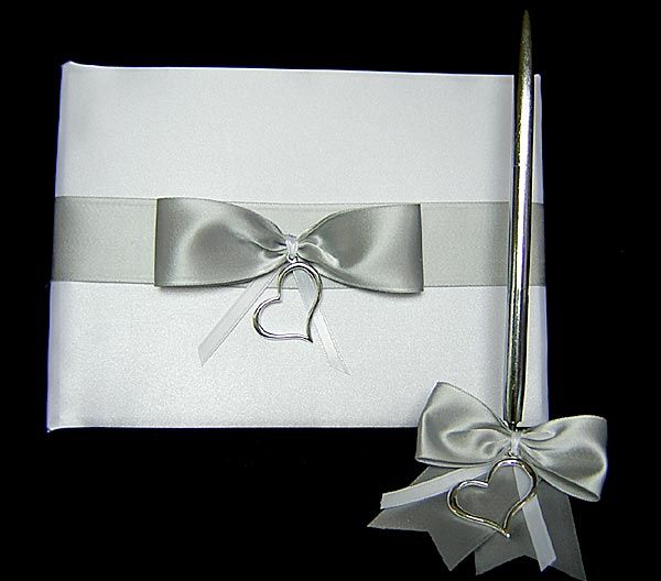 Silver Heart Flower Girl Basket Ring Bearer Pillow  