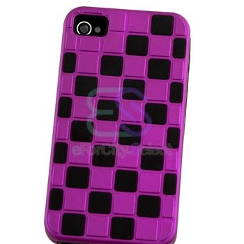 White+Orange+Pink+Red+Purple Checker Hybrid Hard Case Cover For iPhone 