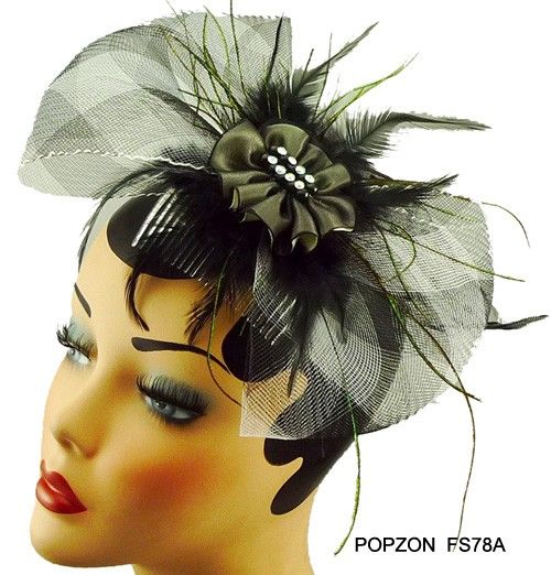 Unique Veil Bow Feather Hair Comb Fascinator  