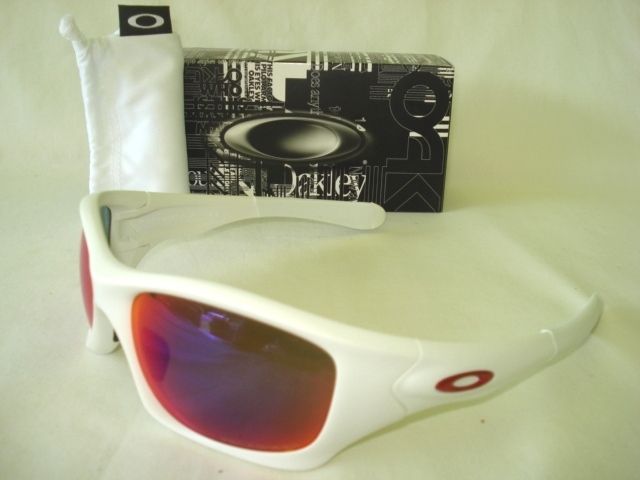 NEW OAKLEY PITBULL WHITE RED IRID POLARIZED SUNGLASSES  