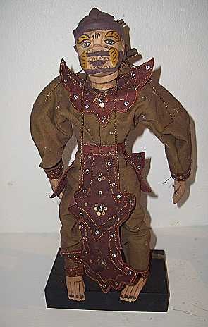 BURMESE WOODEN HANUMAN MONKEY TEAK WOOD PUPPET & STAND  