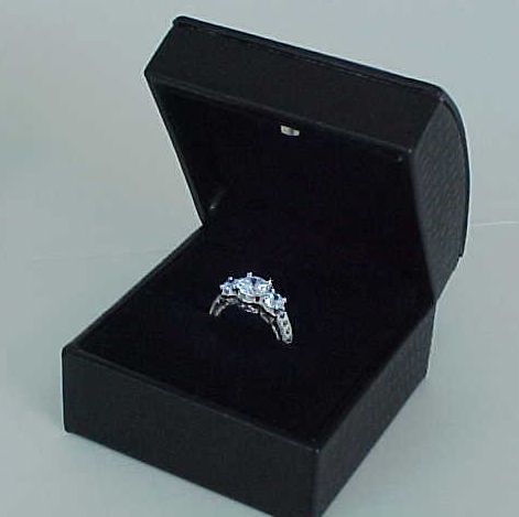 The Ultimate Deluxe BLACK LEATHER Lighted LED Engagement Proposal RING 