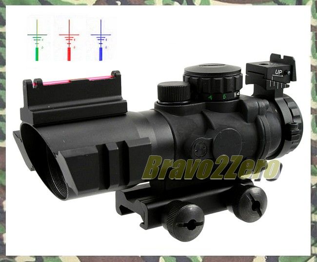   4x32 Fiber Optic + RGB Crosshair Dual Illuminated Rifle Scope  