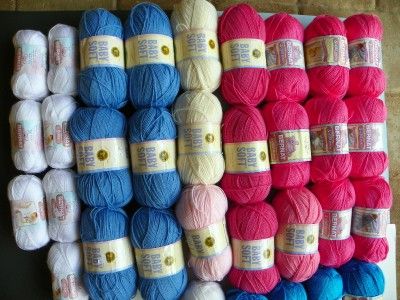 BABY YARN HUGE 36 SKEIN LOT NEW NO DYE ACRYLIC BERNAT LION BRAND PINK 