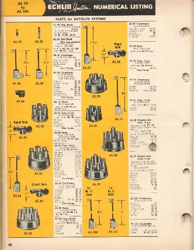 Includes ; distributors , dist. caps , points , condensers , rotors 