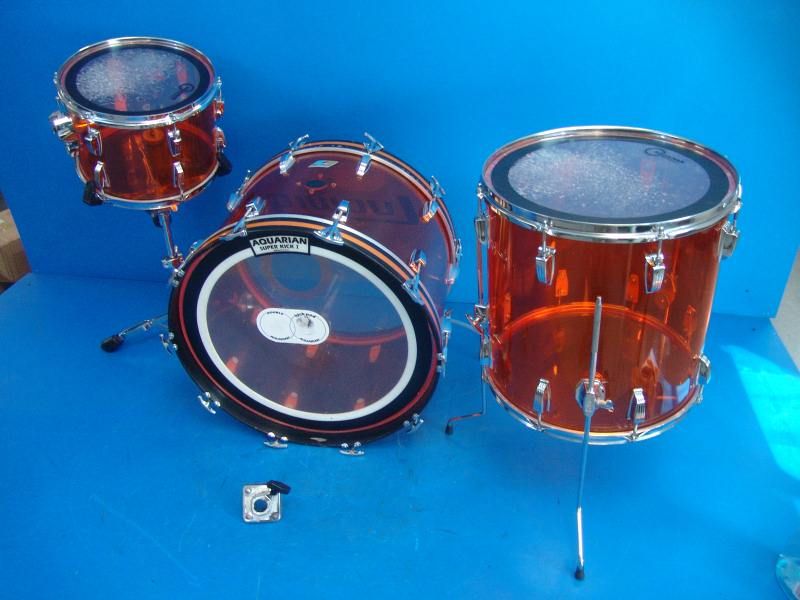 Ludwig Vistalite Drum Set Bass Floor Tom Mounted Vintage 72 Kit Casses 