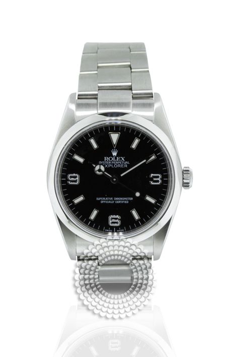   Explorer Black Dial Domed Bezel Oyster Bracelet Mens Watch 114270