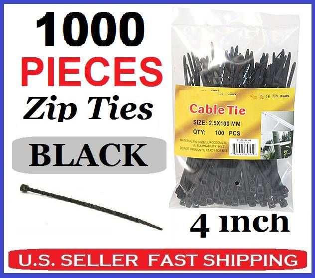 NEW (1000) PCS 4 CABLE WIRE ZIP TIES STRAPS 20lb BLACK  