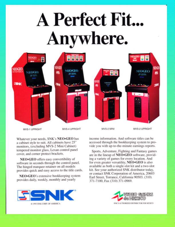 NEO GEO ARCADE GAMEi Arcade Advertising Flyer  