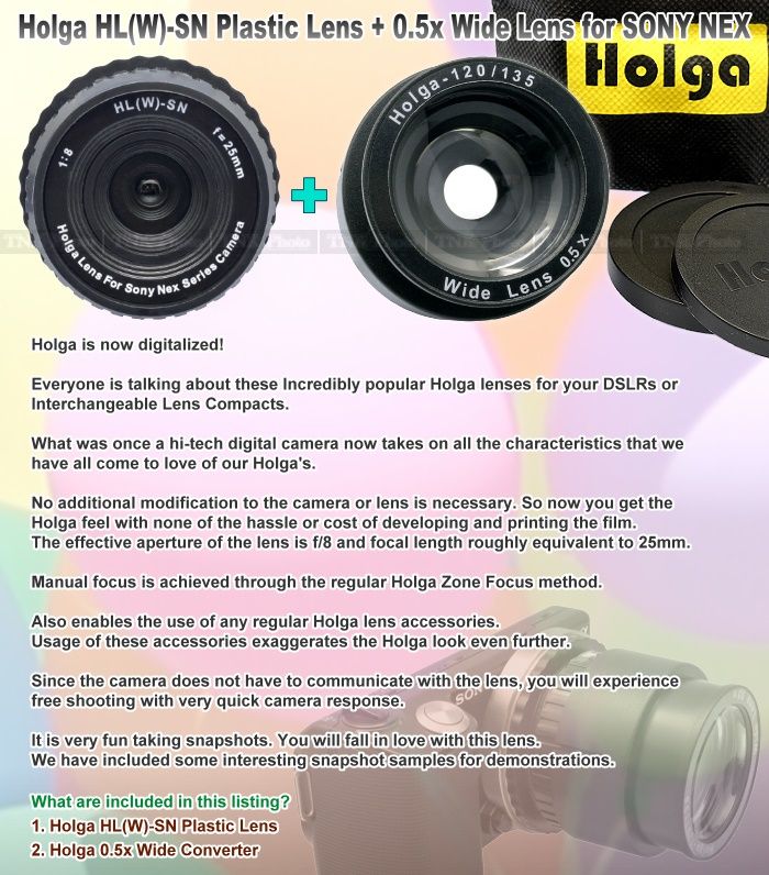 Holga Lens for Sony NEX 7 NEX 5N NEX 5 NEX 3 NEX C3 + 0.5X Wide 