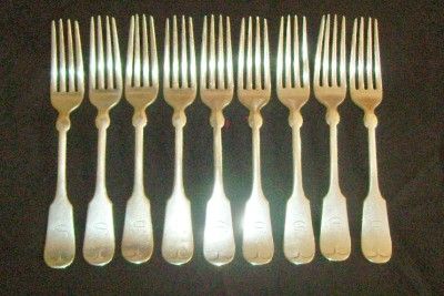 ANTIQUE HOLMES BOOTH & HAYDENS SILVERPLATE FORKS Tipped Pattern D 