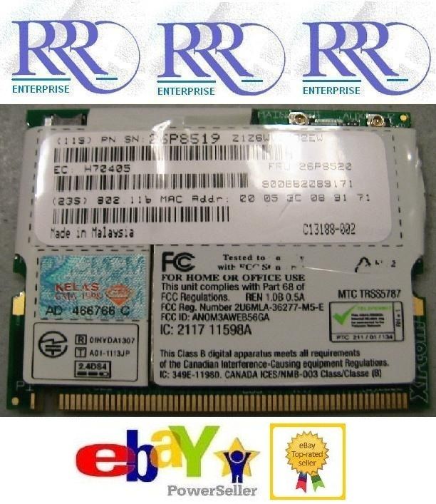 IBM T30 802.11b Wireless Modem Card Intel M3AWEB56GA  