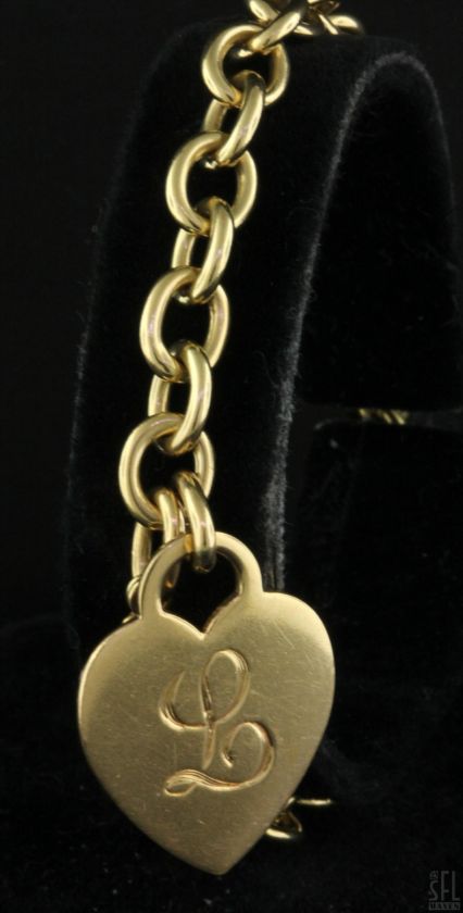 TIFFANY & CO. HEAVY 18K GOLD LOVELY HIGH FASHION HEART CHARM CHAIN 