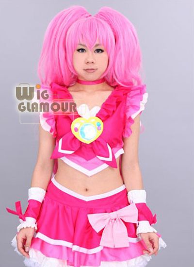   Cure Setsuna Higashi Passion Magenta Cosplay Wig Ponytails  