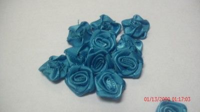 12 Rose Bud Teal Blue Roses for Crafts Dolls Children HairBow Decorate 