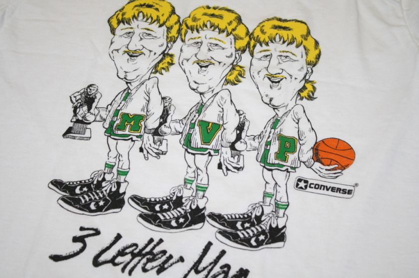 Vintage Boston Celtics T Shirt Larry Bird MVP Converse  