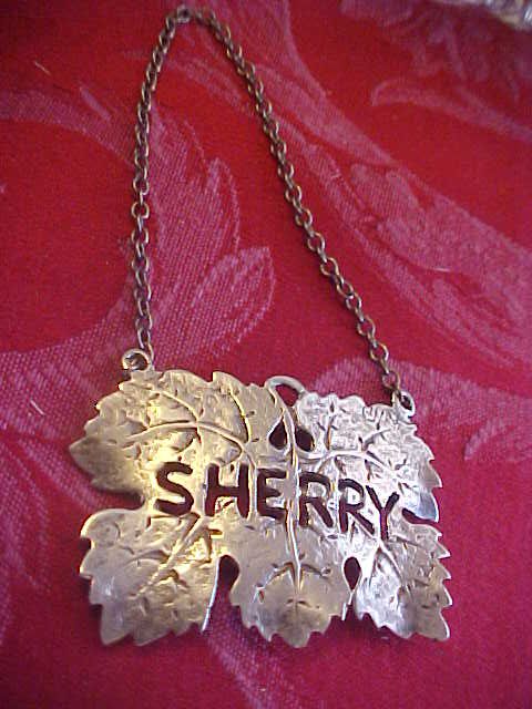 SHERRY Sterling Silver Liquor Decanter Label Bottle Tag  