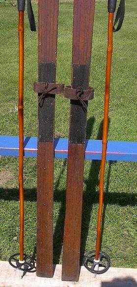 VINTAGE Wooden Skis 74 Wood Skiis +POLES Ski POINTS  