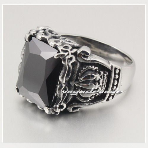 Cool Claw Black CZ Fleur De Lis 316L Stainless Steel Ring L033  