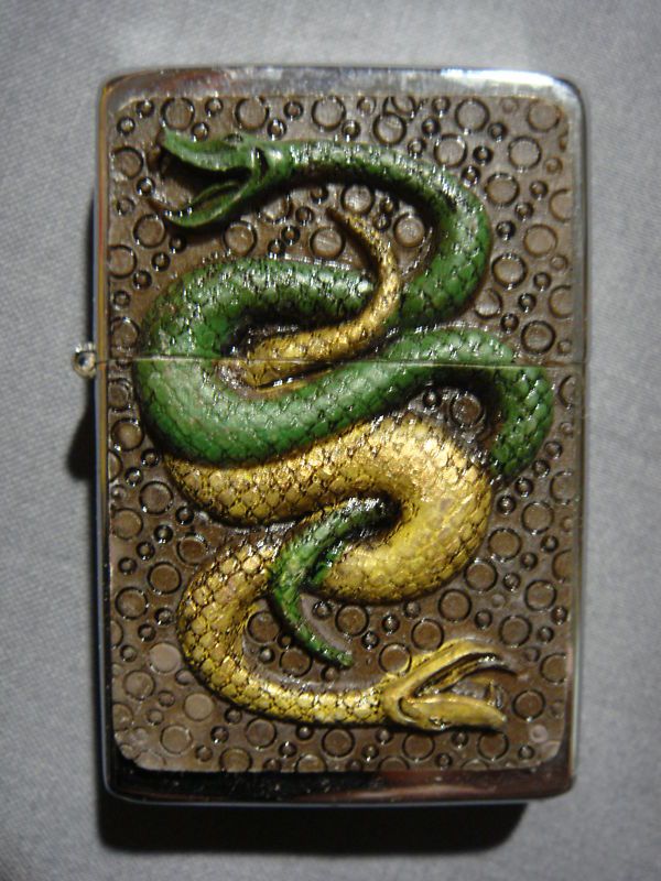 SERPENT SNAKE RAISED COLOR LOGO TORCH LIGHTER NEW  